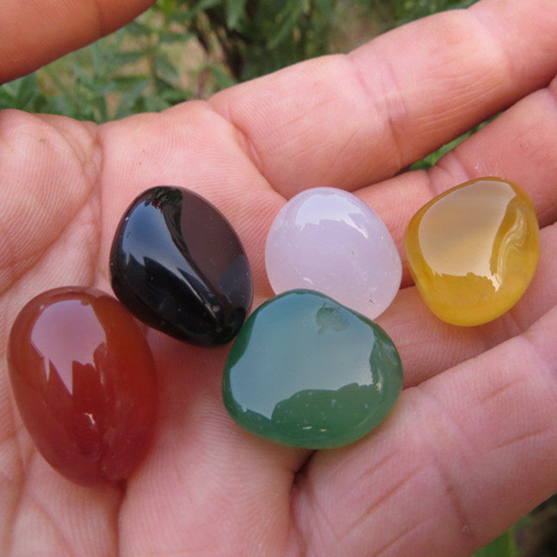 High quality five-color agate rough stone gravel demagnetite crystal agate feng shui stone ornaments fortune cornucopia