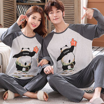 Couples pajamas long sleeve cotton spring and autumn fat mm200 kg female plus size male 300kg fat extra size