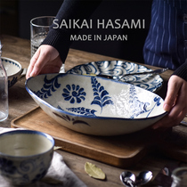 Zongshan Kiln Japanese imported ceramic tableware hand-painted ice crack Plate hot pot dish dish dumpling plate household