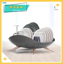 Korean fluidic multifunctional kitchen drain rack widen ins simple solid color Bowl plate storage rack