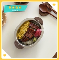 Korea ins tableware polaathome wooden handle stainless steel bowl Bubble Bowl oval bowl matte