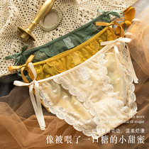 Linghu ultra-thin female lace bow transparent mesh hollow low-waist briefs head