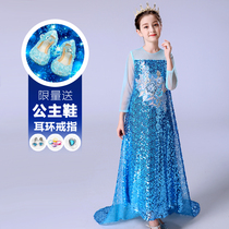 Frozen Princess Dress Girls Dresses Children Spring Aisha Aisha Aisha Genuine Long Dress elsa skirt