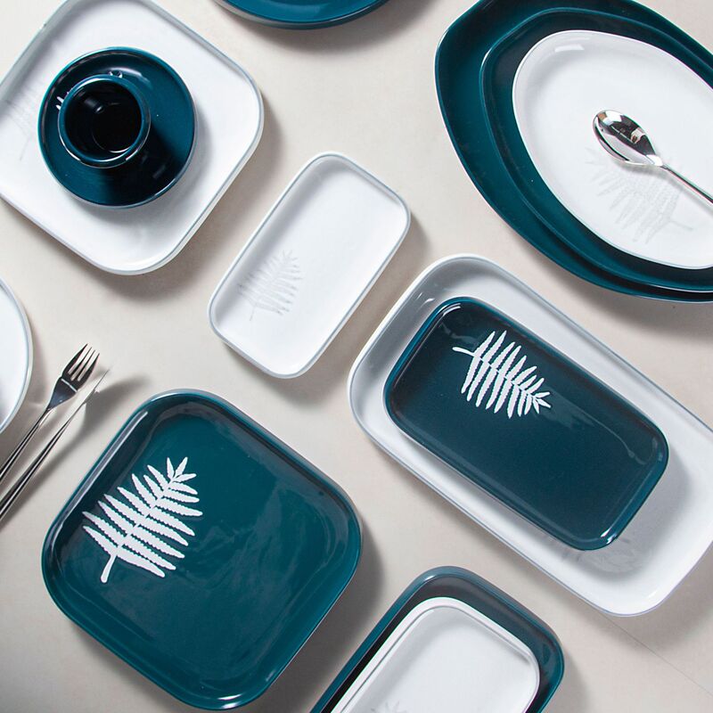 Tableware Ceramic Set with Vintage Texture, Dinner Plates with Peacock Green Underglaze, Gift for Restaurants, Simple Summer Style, Popular Online Tableware Ceramic Set with Vintage Texture, Dinner Plates with Peacock Green Underglaze, Gift for Restaurants, Simple Summer Style, Popular Online
