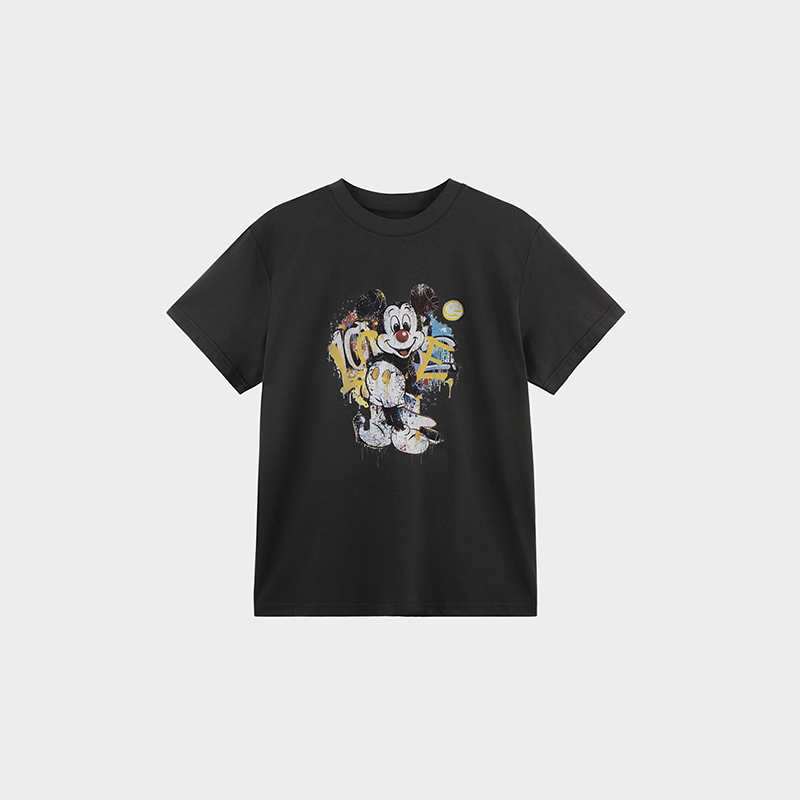 Miss Couleur Graffiti Mickey Print Short-Sleeved T-Shirt 5A Antibacterial Cotton Top Mc26Ss066
