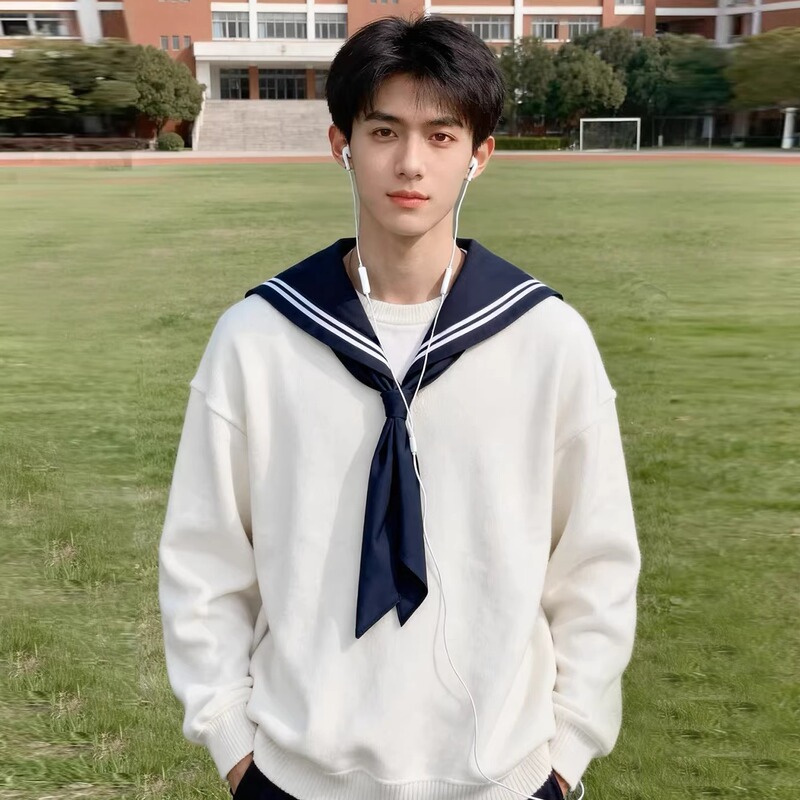Qingwushe Genuine Jkdk College Style Autumn and Winter Long-Sleeved Jacket White Sailor Suit Pullover Thickened Sweatshirt Qingwushe Genuine Jkdk College Style Autumn and Winter Long-Sleeved Jacket White Sailor Suit Pullover Thickened Sweatshirt