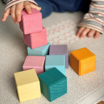 Basswood Mosaic Rainbow Brick Motherland Edition Square Stacked Le Big Particle Kids Puzzle German Toy Girl