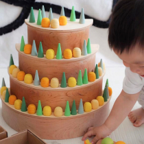 Rainbow Brick Log Unpainted Hand-Painted White Embryo DIY Waffle Childrens Forest Tree Puzzle Niche Toy