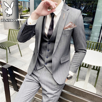 Playboy suit suit mens casual Korean version slim fashion handsome small suit male jacket groom dress