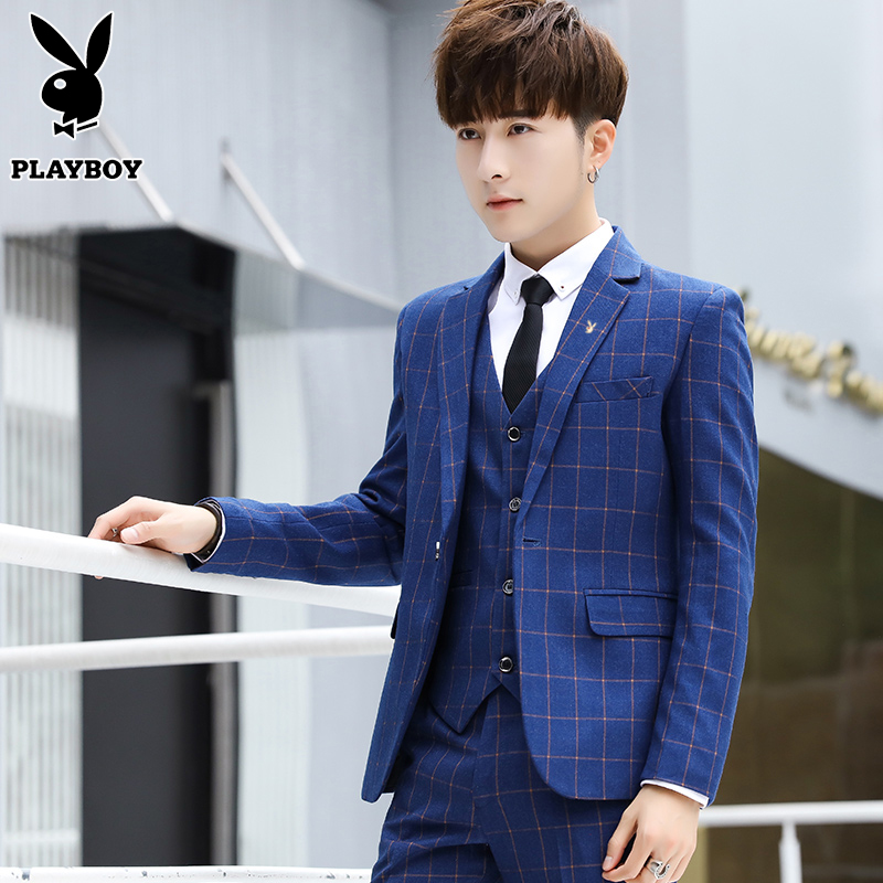 Playboy phù hợp với nam giới thường của bộ đồ phù hợp với ba mảnh Hàn Quốc phiên bản của chú rể cưới váy gió Anh