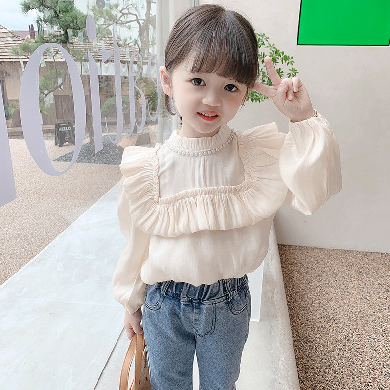 Girl's undershirt foreign pie princess baby spring dress shirt 2022 new children's children blouses shirt Korean version of the tide