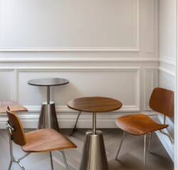 Coffee shop milk tea shop table and chair combination commercial dessert shop baking shop ocean plate small round table and chair stainless steel coffee table