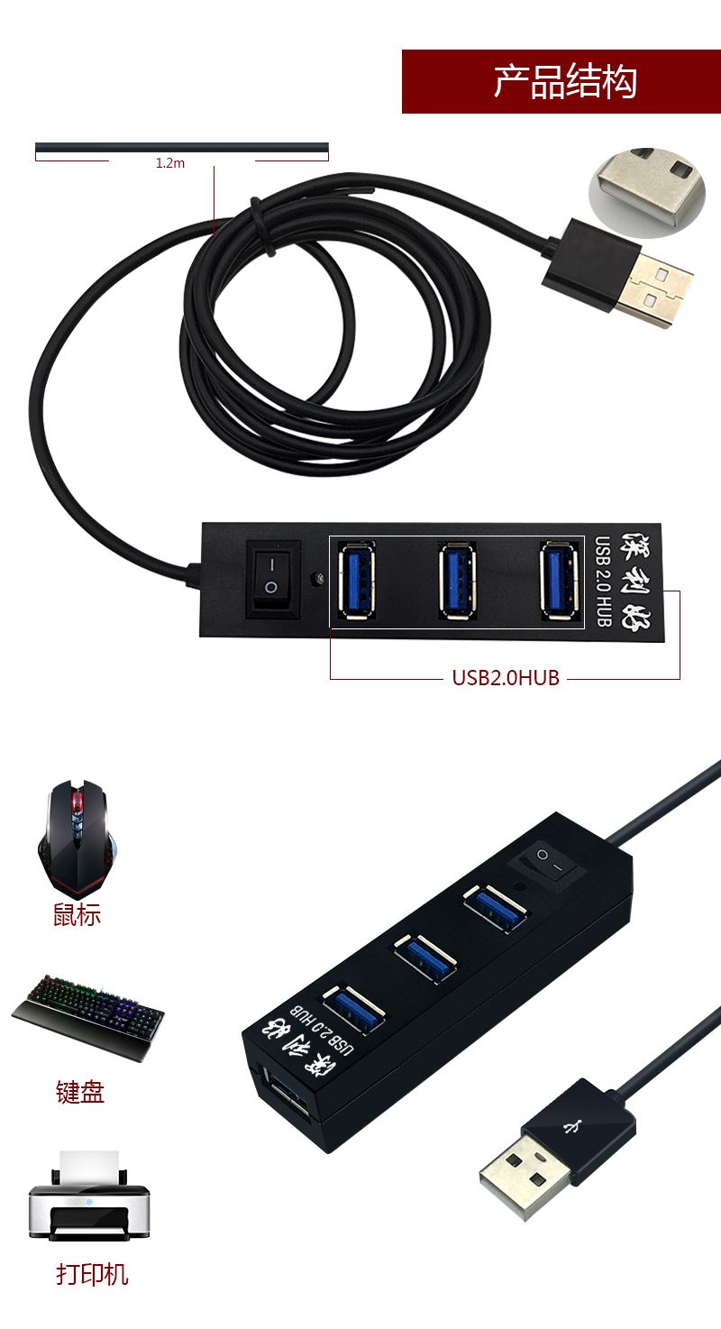 USB máy tính xách tay splitter 2.0 / 3.0 Multi-tốc độ chuyển đổi giao diện mở rộng trung tâm trì hoãn Bốn HUB - USB Aaccessories đèn led cắm usb
