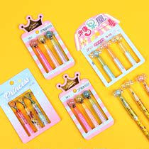 Pen cap pencil set for children Primary School students creative cute girl heart pencil lender pen tip protective cover 3 sets