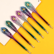 Pen students use creative cute peacock feather shape gel pen black 0 5mm high-looking pen