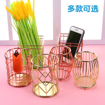 Pen holder Student desktop ins Personality simple metal iron pen holder Office supplies Desktop stationery storage box