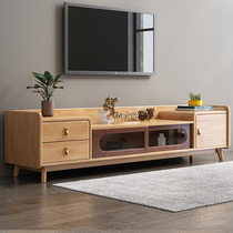 Solid Wood TV cabinet modern simple Nordic style small apartment living room household log fashion floor cabinet film and television cabinet