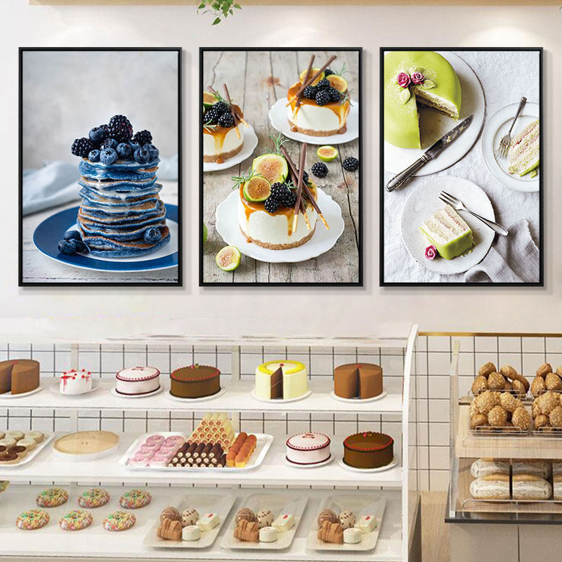 Bakery Wall Art, Cake Shop Decorative Paintings, Coffee Shop Milk Tea Shop Background Wall Paintings, Dessert House Baking Room Murals