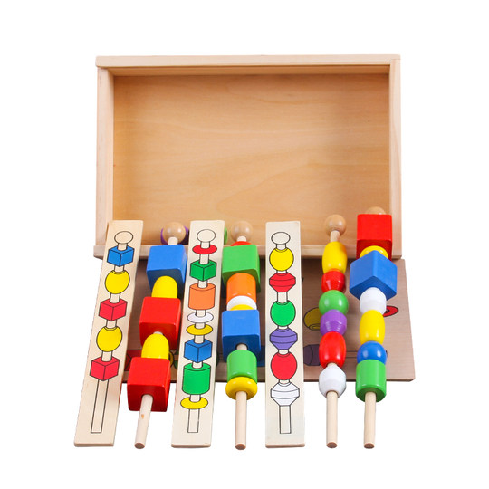 Montessori Teaching Aids Educational Bead Box 1-3 Years Old Three-Body Six-Color Bead Threading Kidsren's Montessori Early Education Teaching Aids Toys