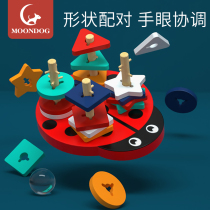 Montessori geometric shape set column matching cognitive graphics intelligence board childrens early education educational building block toys 1-3 years old