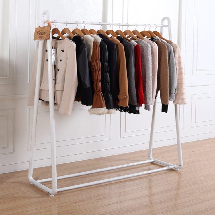 Retro wrought iron clothing rack Floorstanding horizontal bar display