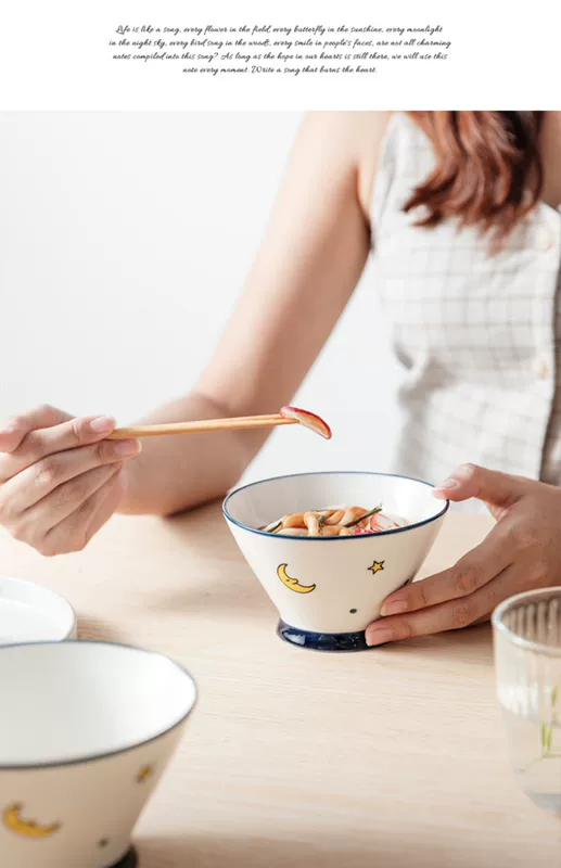 Phong cách Nhật Bản bộ đồ ăn đơn dễ thương mũ gốm bát ăn cơm bát ăn trái cây salad tráng miệng kem bát nhỏ nhà - Đồ ăn tối