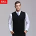 Nam giới trung niên nam giới áo len không tay mỏng phần len áo len vest vest cổ cao quần bò nam đẹp Áo len