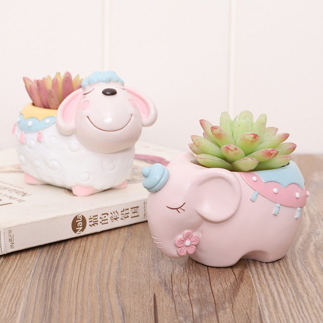 ກາຕູນ resin ສ້າງສັນສັດ unicorn succulent flowerpot ເຮືອນເຮັດສວນ desktop potted ພືດສ່ວນບຸກຄົນມ່ວນ DIY