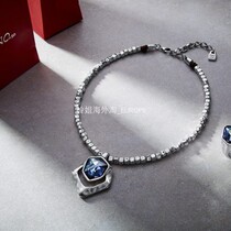 Spanish small crowdboard-card UNode50 blue crystal necklace handmade silver plated European and American light extravagant and exaggerated by hand to make old