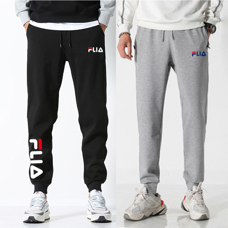 Autumn trendy sports pants men's bundled trousers winter plus velvet loose large size cotton casual thick cotton pants cigarette pants letters