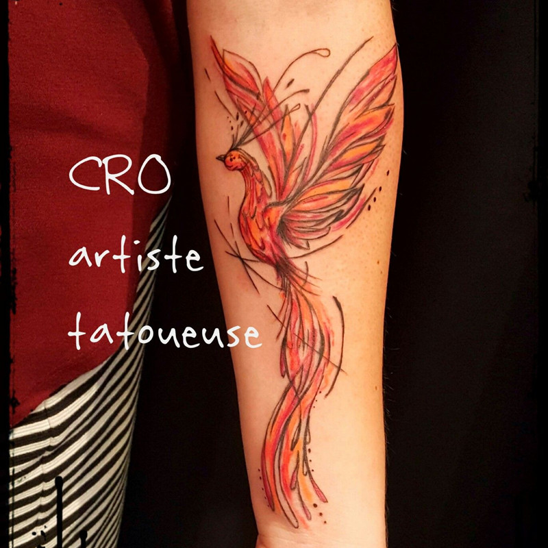 凤凰纹身贴防水持久男女韩国仿真欧美ins风网红酷炫霸气火鸟刺青