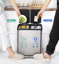 Office building stainless steel garbage sorting trash can large shopping mall garbage bin medical pedal bucket