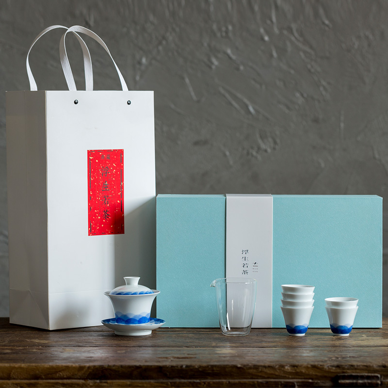 Jingdezhen Hand-painted White Porcelain Kung Fu Tea Set set of ceramic Three-only cover Bowl Tea Cup Home Whole Set Of Tea Set Gift Boxes