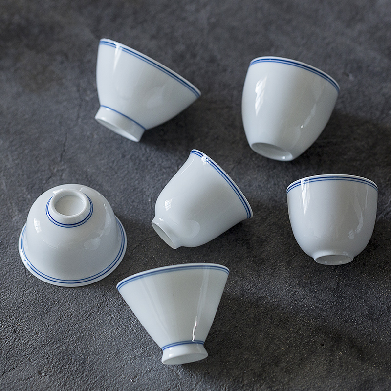 White porcelain Thin tire hand-painted child mother line small tea cup single Cup Cup Master Cup individual cup kung fu tea set ceramic cup