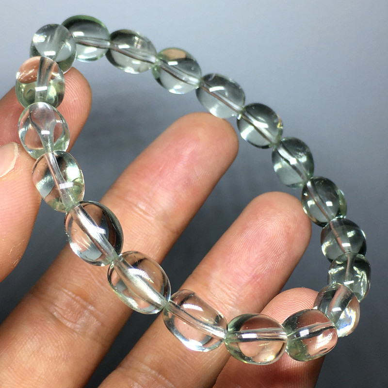 Natural Green Crystal Bracelet with Irregular Raw Stone Shape, Green Crystal Jelly Bean Bracelet for Women, Single Circle Green Crystal Jewelry