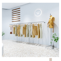 服装店展示架陈列道具男女童装店专用上墙不锈钢货架落地挂衣架子