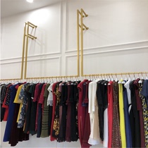 Golden wedding hanger ceiling hanging dress display shelf Womens store wall clothing shelf Clothing display rack