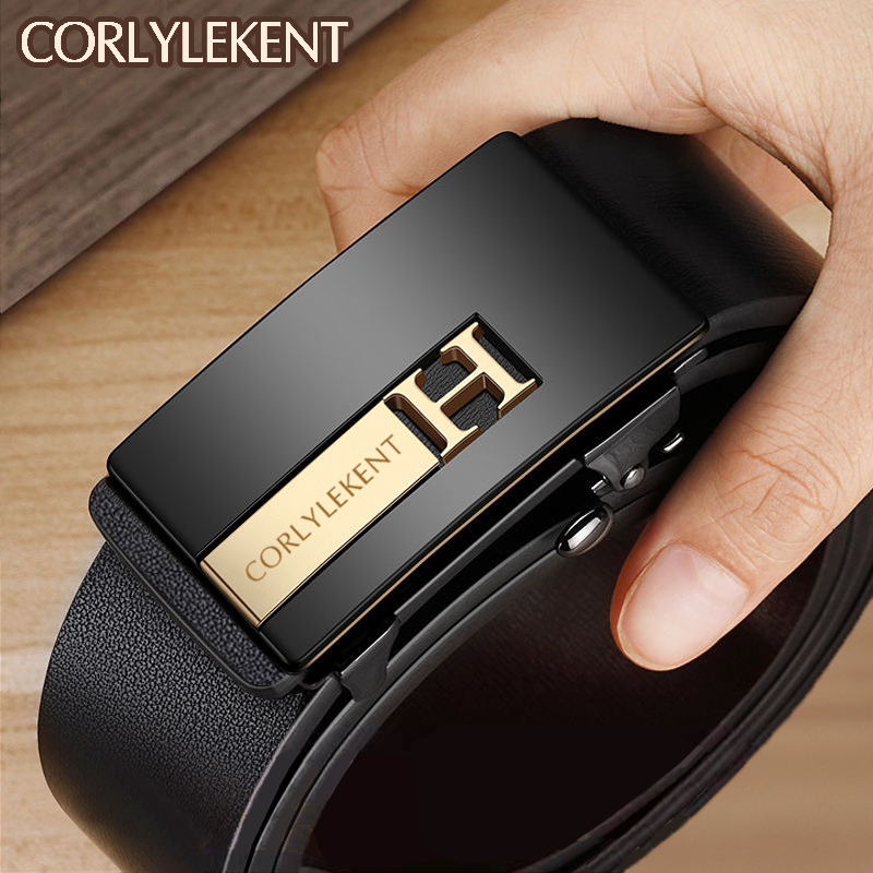 Belt men's automatic buckle toothless inner wear type inner buckle head layer cowhide leather belt business fashion CO-111