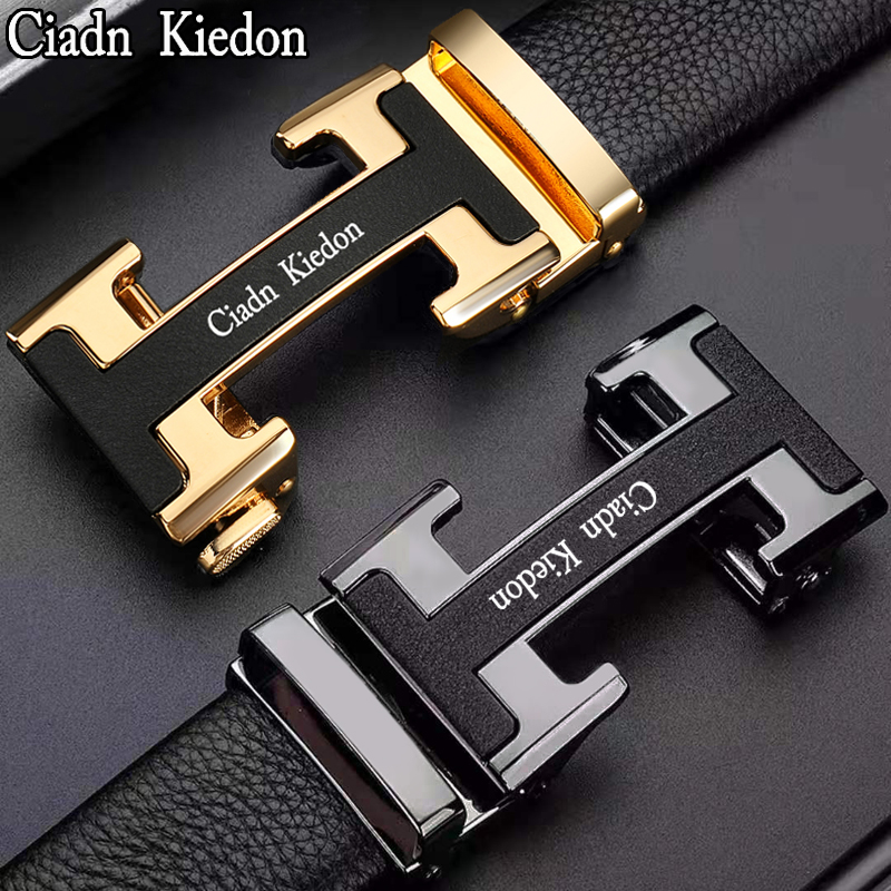 Belt men's leather automatic buckle H belt head layer real cowhide belt men's casual pants belt fashion pants belt CI80