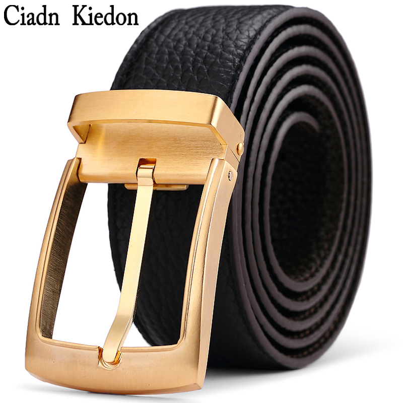 Double-sided lychee belt men's pin buckle head layer cowhide pants belt business casual pure copper buckle belt CI63