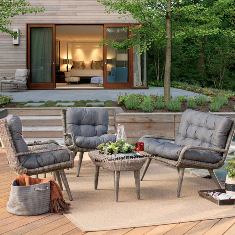 Outdoor vine sofa combination courtyard leisure vine chair outdoor garden terrace sun room famous furniture