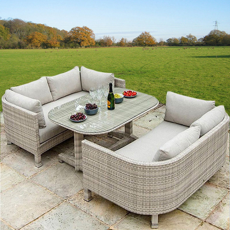 Outdoor balcony rattan sofa hotel courtyard rattan chair three open-air imitation rattan table and chair combination storage double sofa