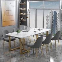 Nordic marble office desk and chair combination Light luxury meeting negotiation table Simple modern conference table Long table workbench