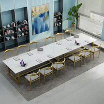 Nordic marble office desk and chair Modern minimalist minimalist conference table Long table workbench Light luxury negotiation computer table