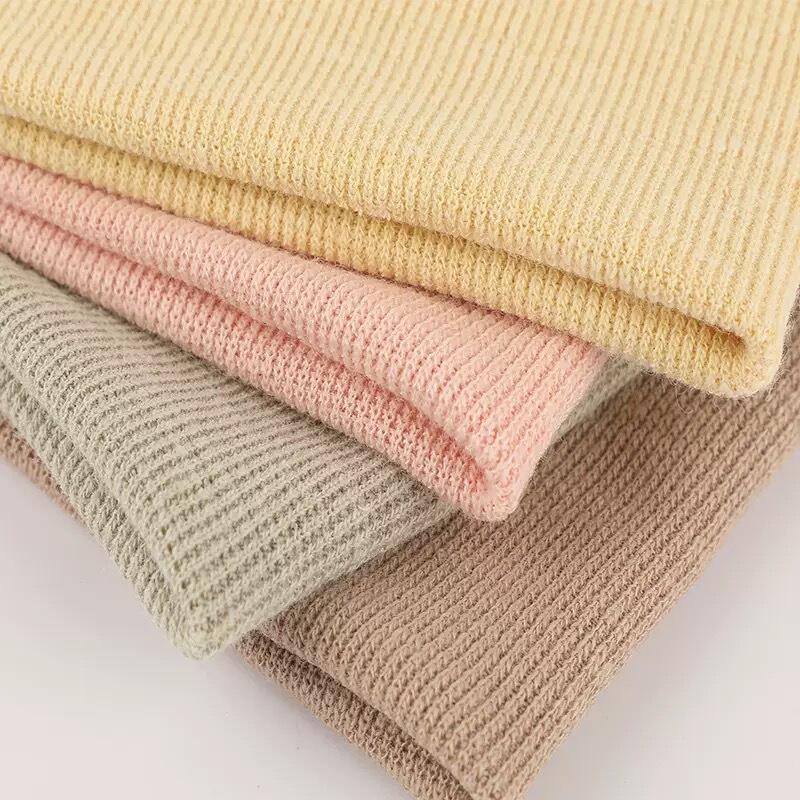 Coarse Needle Bamboo Cotton Meteor Ribbed Fabric, Breathable Textured Double Yarn Knitted Fabric for Spring and Summer
