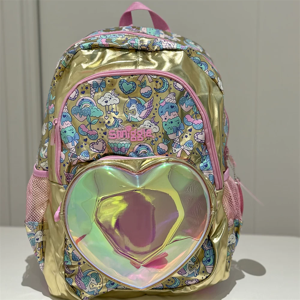 Австралийская школьная сумка Smiggle розовая лазерная лошадь через плечо многофункциональное хранение 1–6 первоклассников рюкзак набор для еды