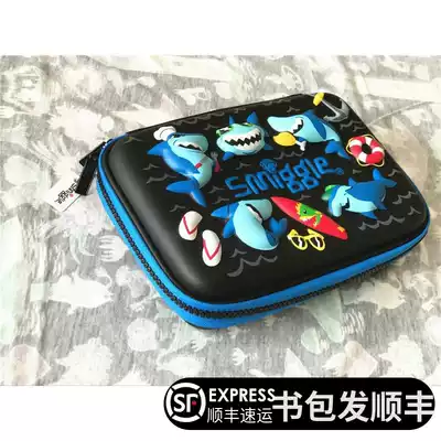 Australia Smiggle Pen Box Children's Stationery Box Black Shark Multi-function Zipper pen bag Student Mute