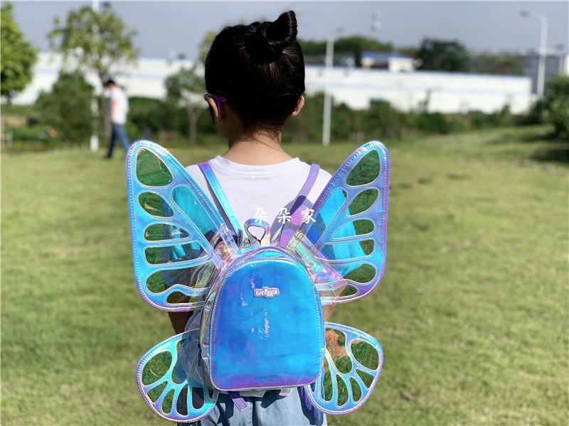 Spot Australia smiggle child student kindergarten double shoulder bag purple laser face bright face out of the bag