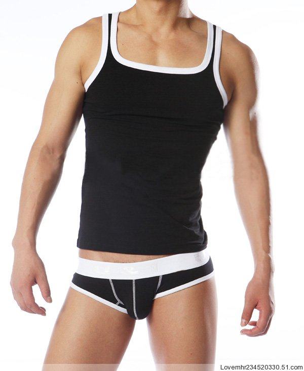 Square collar vest men's pure cotton breathable elastic tight fit young man-style handsome men's close-fitting cross-bar fight bottom set