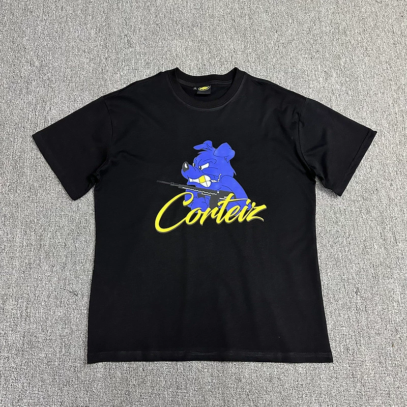Американский Corteiz топы серия Alcatraz с HD-печатной графикой, Gothic Dark Style, короткий рукав, модная бренда одежда
